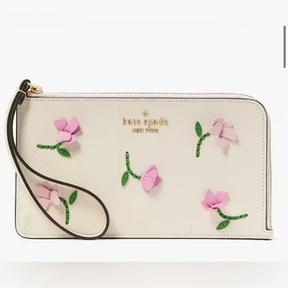 NWT Kate Spade Lucy Applique Medium L-Zip Wristlet
